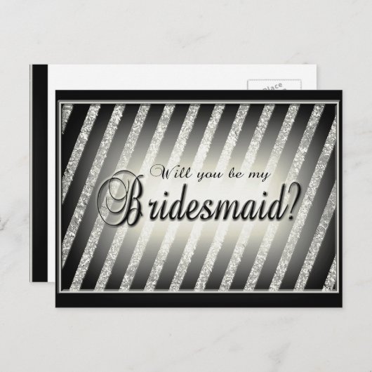 Silver, Gold en Black Bridesmaid Uitnodiging (Voorkant / Achterkant)