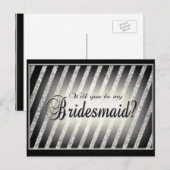 Silver, Gold en Black Bridesmaid Uitnodiging Briefkaart (Voorkant / Achterkant)