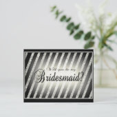 Silver, Gold en Black Bridesmaid Uitnodiging Briefkaart (Staand voorkant)