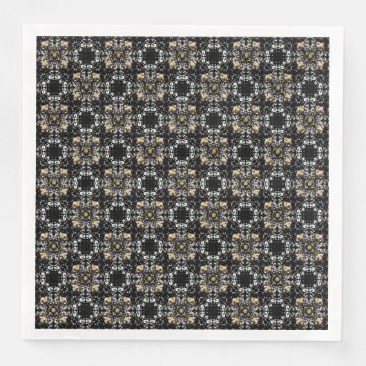 Silver, Gold en Black Hollywood Regency Pattern Servet (Voorkant)