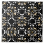 Silver, Gold en Black Hollywood Regency Pattern Tegeltje (Voorkant)