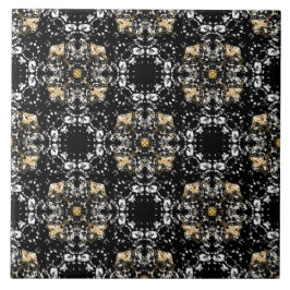 Silver, Gold en Black Hollywood Regency Pattern Tegeltje