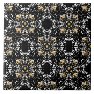 Silver, Gold en Black Hollywood Regency Pattern Tegeltje