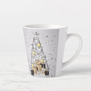 Silver Gold- en zwarte kerstboom Latte Mok
