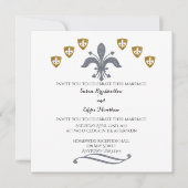 Silver & Gold Fleur de Lis Wedding Invitation Kaart (Voorkant)