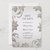 Silver Gold Floral Bewaar de datum Save The Date (Voorkant)