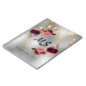 Silver Gold floral burgundy monogram 2022 Notitieboek (Linkerzijde)