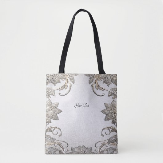 Silver Gold Floral Canvas tas (Voorkant)