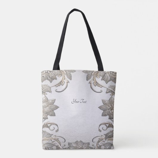 Silver Gold Floral Canvas tas (Achterkant)