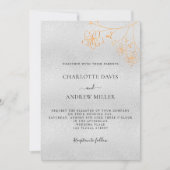 Silver Gold floral elegant luxe bruiloft Kaart (Voorkant)