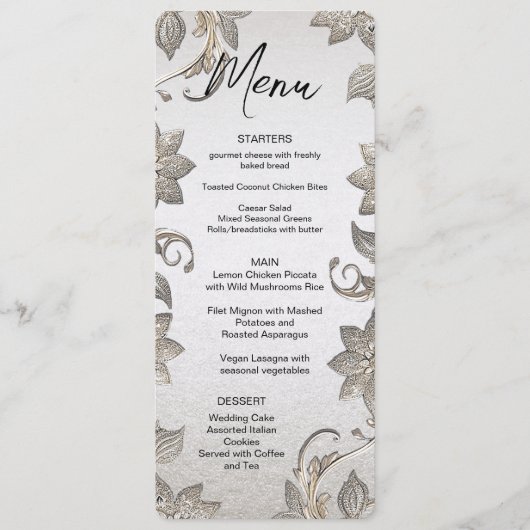 Silver Gold Floral Menu (Voorkant)