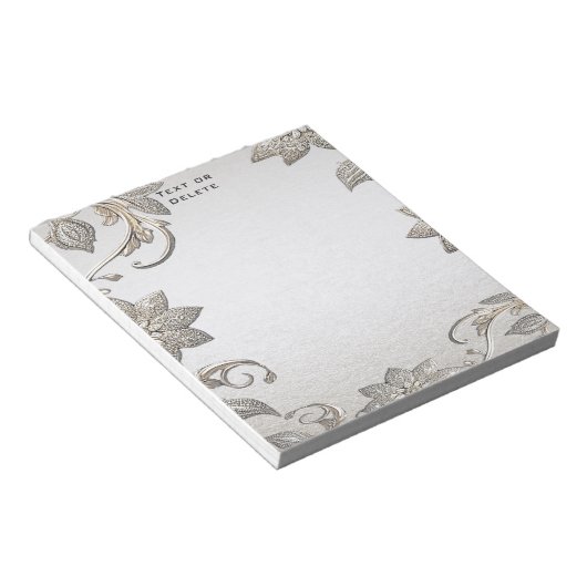 Silver Gold Floral Notitieblok (Schuin)