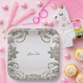 Silver Gold Floral Paper Bord (Feest)