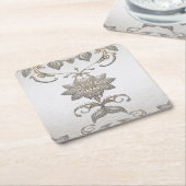 Silver Gold Floral Paper Onderzetter (Schuin)