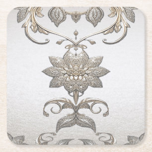 Silver Gold Floral Paper Onderzetter