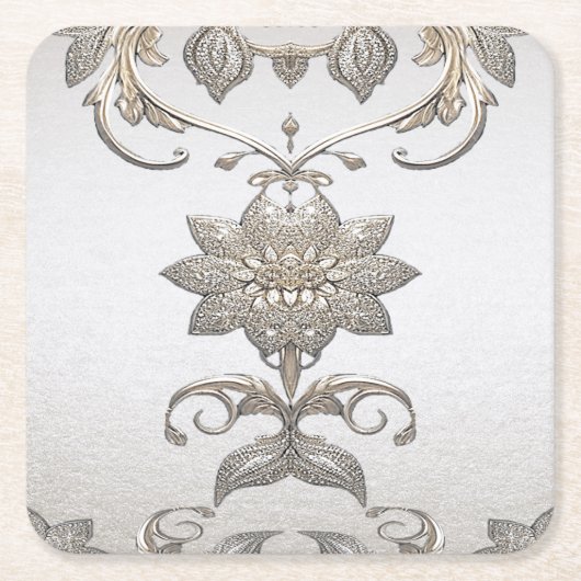 Silver Gold Floral Paper Onderzetter (Voorkant)