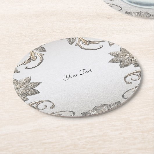 Silver Gold Floral Paper Onderzetter (Gebogen)