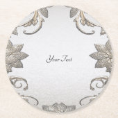 Silver Gold Floral Paper Onderzetter (Voorkant)