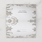 Silver Gold Floral Place Card Plaatskaartje (Buitenkant ongevouwen)