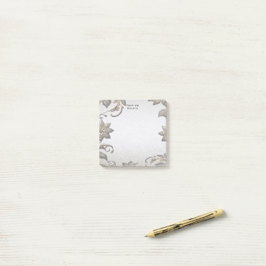 Silver Gold Floral Post merkt op Post-it® Notes (Op bureau)