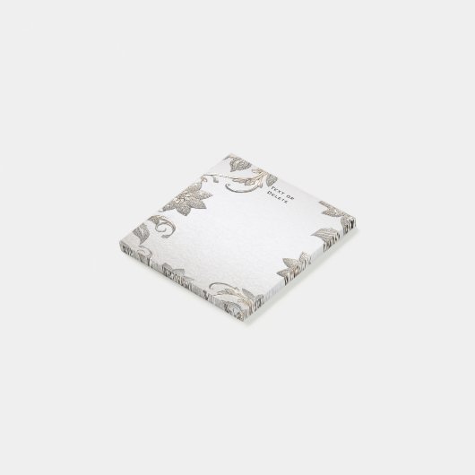 Silver Gold Floral Post merkt op Post-it® Notes (Schuin)