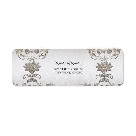 Silver Gold Floral Retour Adres Label (Voorkant)