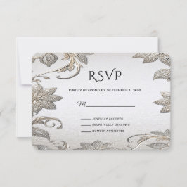 Silver Gold Floral RSVP-kaart RSVP Kaartje