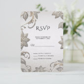 Silver Gold Floral RSVP-kaart RSVP Kaartje (Staand voorkant)