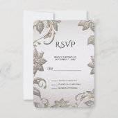Silver Gold Floral RSVP-kaart RSVP Kaartje (Voorkant)