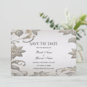 Silver Gold Floral Save the Date Kaart (Staand voorkant)