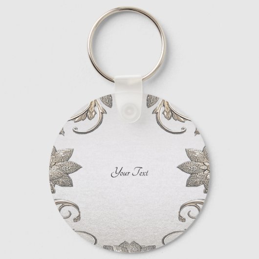 Silver Gold Floral Sleutelhanger (Voorkant)