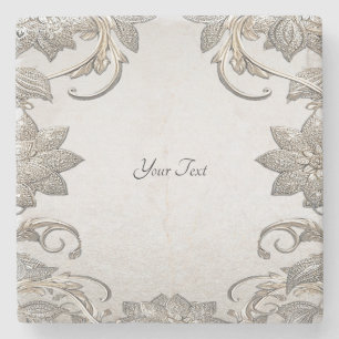 Silver Gold Floral Stone Onderzetter