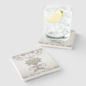 Silver Gold Floral Stone Onderzetter (Zijkant)