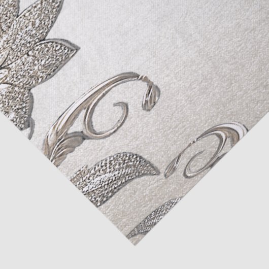 Silver Gold Floral Tissue Paper Tissuepapier (Detail)