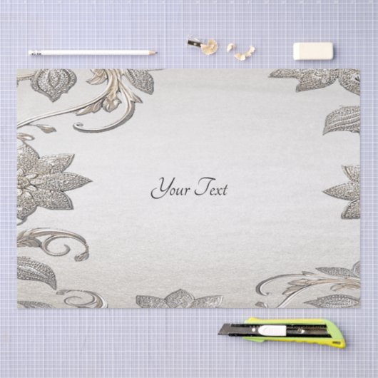 Silver Gold Floral Tissue Paper Tissuepapier (Craft)