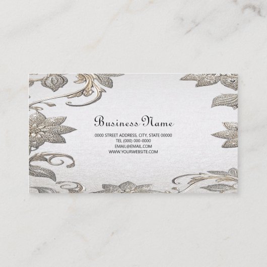 Silver Gold Floral Visitekaartje (Achterkant)