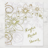 Silver Gold Floral Vrijgezellenfeest Wijn Etiket (Enkel label)