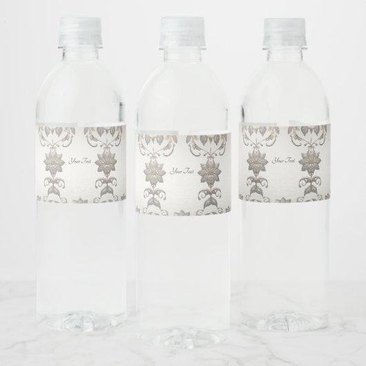 Silver Gold Floral Water Bottle Label Waterfles Etiket (Flessen)