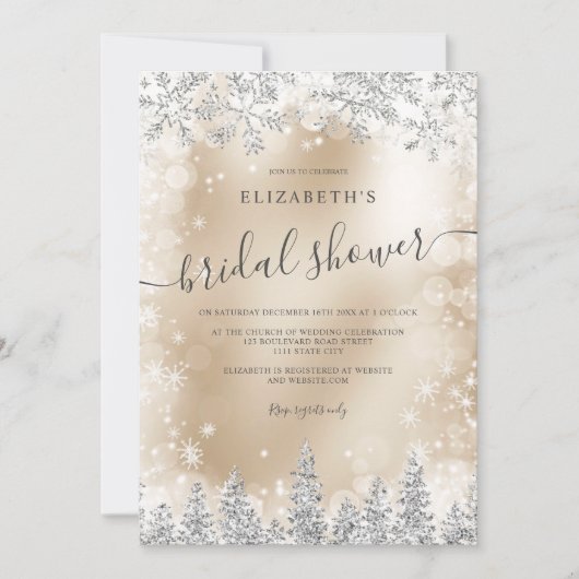 Silver Gold folie Snow Pine Winter vrijgezellenfee Kaart (Voorkant)