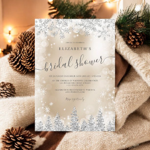 Silver Gold folie Snow Pine Winter vrijgezellenfee Kaart