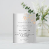 Silver Gold Foral budget bruiloft-uitnodiging (Staand voorkant)