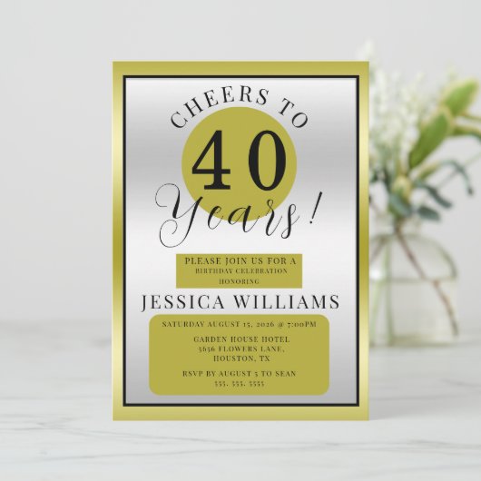 Silver & Gold Gender Neutral Birthday Party Kaart (Staand voorkant)