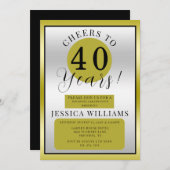 Silver & Gold Gender Neutral Birthday Party Kaart (Voorkant / Achterkant)