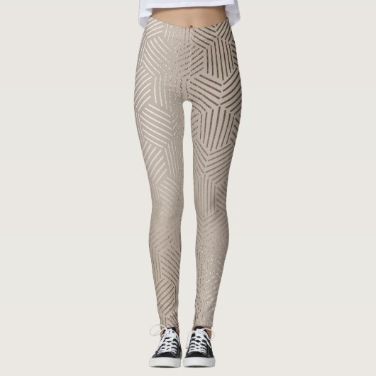 Silver/Gold Geometric Designer Leggings voor vrouw (Voorkant)