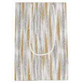 Silver Gold Glam Glitzy Stripes Christmas Medium Cadeauzakje (Achterkant)