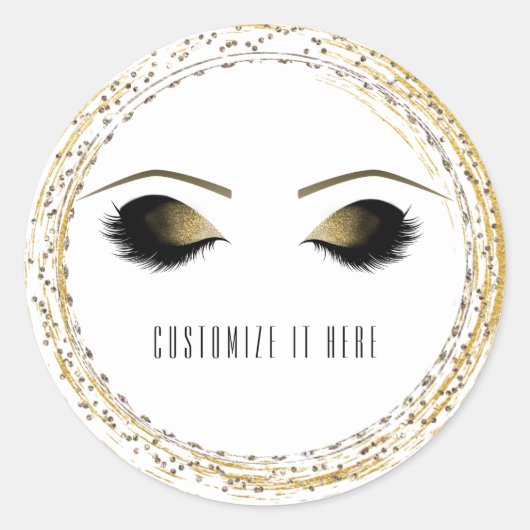 Silver Gold Glam Makeup Eyelashes, op maat Ronde Sticker (Voorkant)
