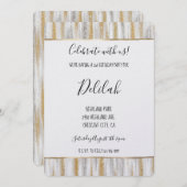 Silver Gold Glam Stripes Birthday Kaart (Voorkant / Achterkant)