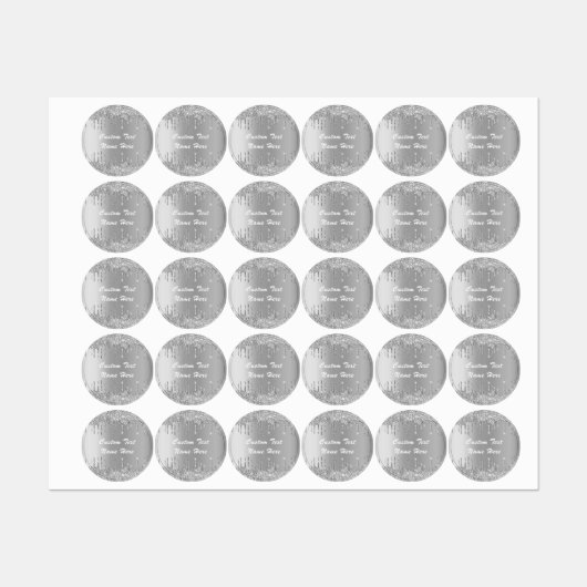 Silver Gold Glitter Aangepaste tekst Naam Labels (Vel)