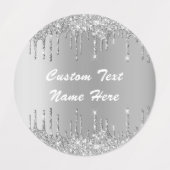 Silver Gold Glitter Aangepaste tekst Naam Labels (Design 2)