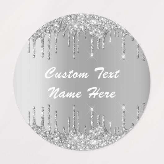 Silver Gold Glitter Aangepaste tekst Naam Labels (Design 2)